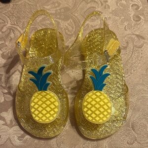 Kids Glitter Pineapple Sandals never worn